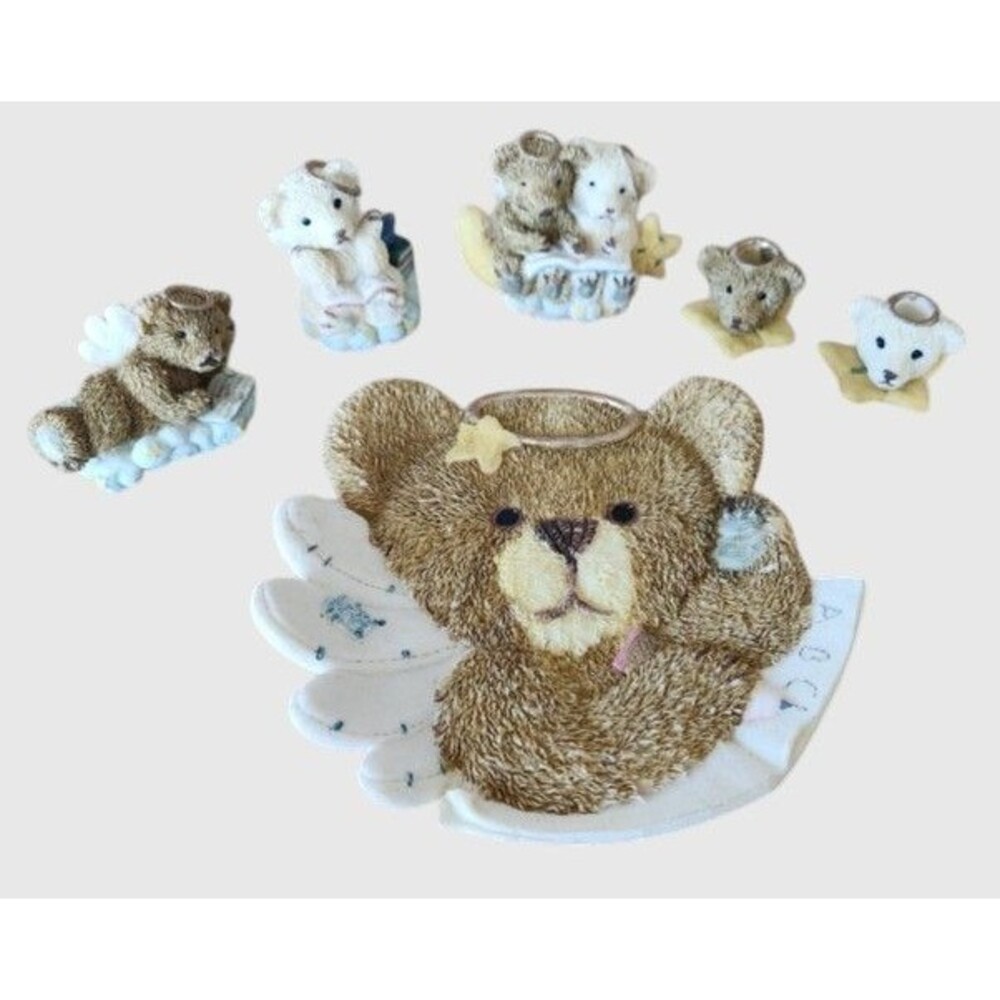 Angels Bears Vintage Decorative Miniature Resin Tea Set Popular Imports 1997